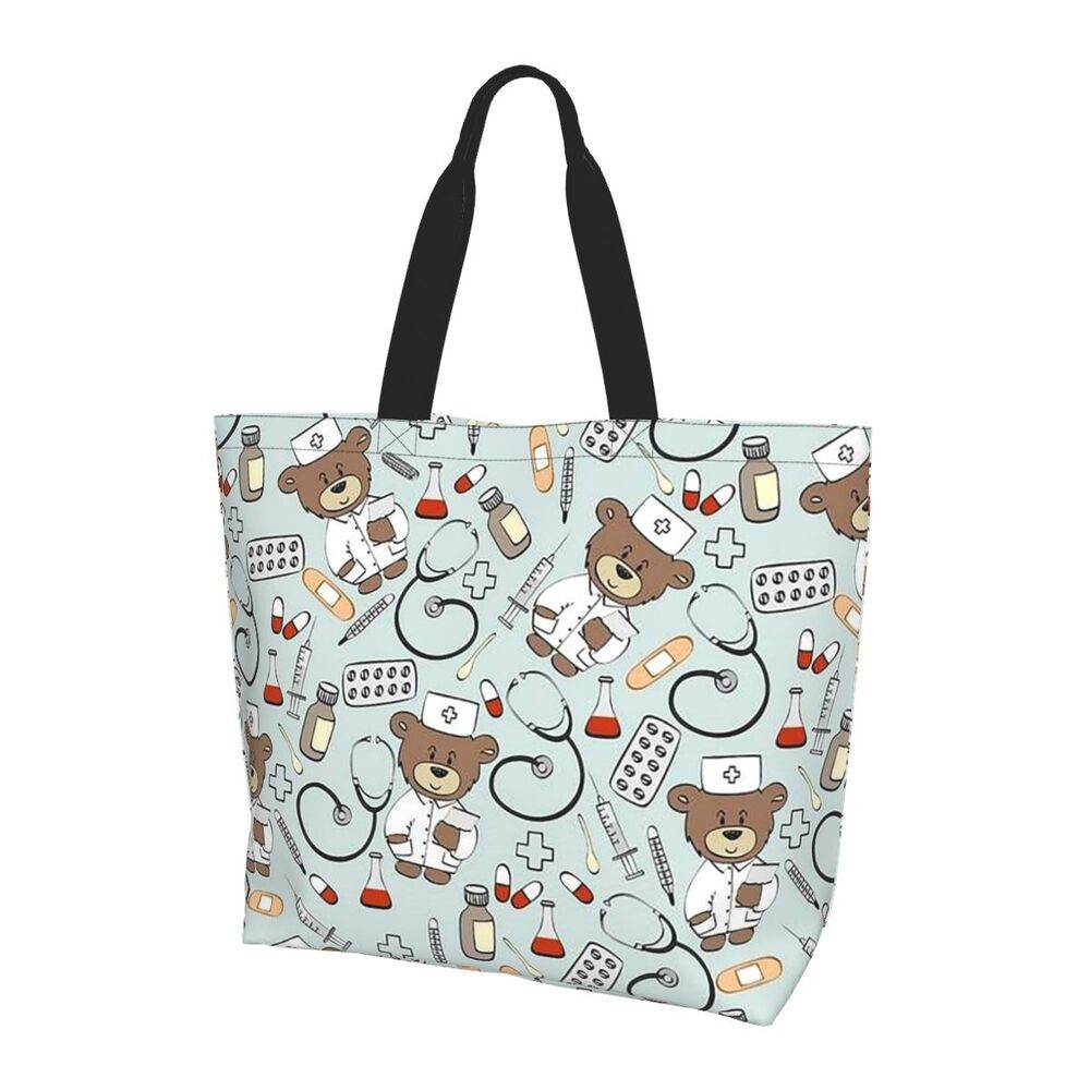 Spacious Eco-Friendly Healthcare Tote Bag with Durable Handles and Secure Zipper Closure