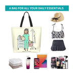 Spacious Eco-Friendly Healthcare Tote Bag with Durable Handles and Secure Zipper Closure