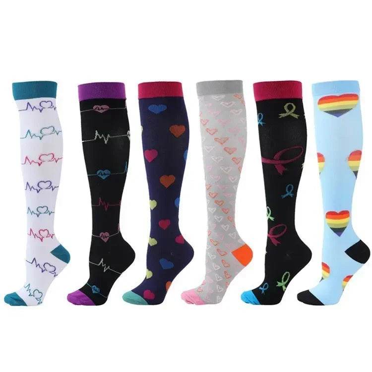 6 Pairs of Men and Women Compression Socks - Ideal for Running, Soccer, and Everyday Comfort!