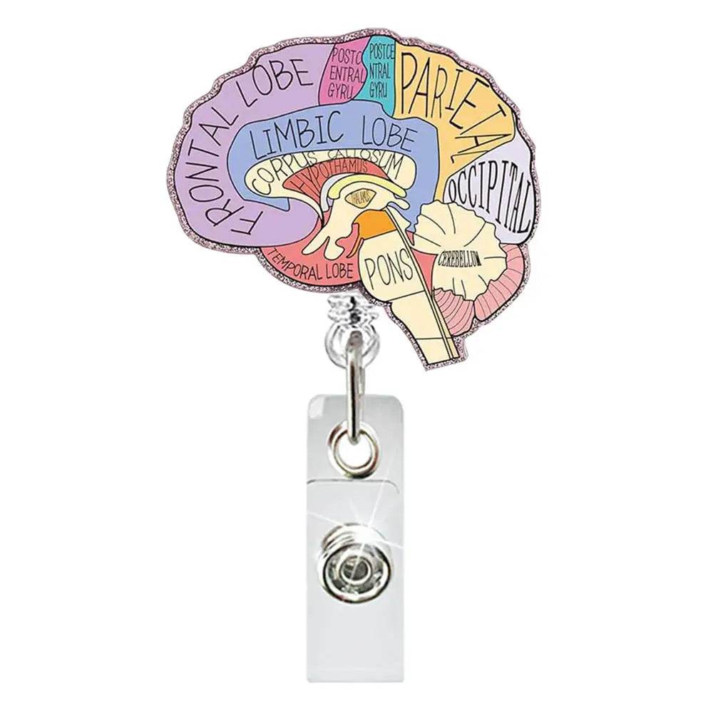 Badge Reel Lightweight Retractable Badge Clip Id Card Holder Brain