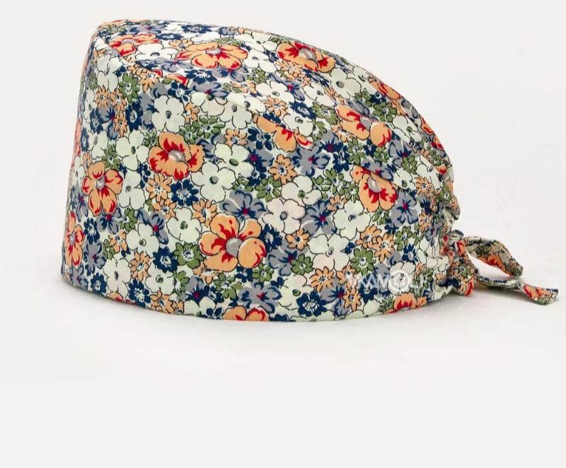 Check out these the Flower-Printed OR Caps! You know, because nothing says 'I'm a professional' like wearing a cap that looks like a garden party exploded on your head hat 3 One Size