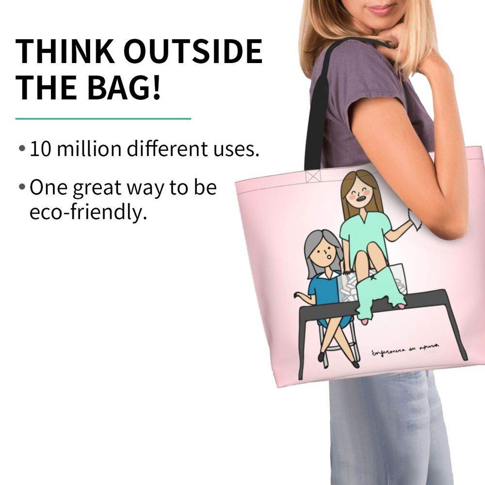 Spacious Eco-Friendly Healthcare Tote Bag with Durable Handles and Secure Zipper Closure