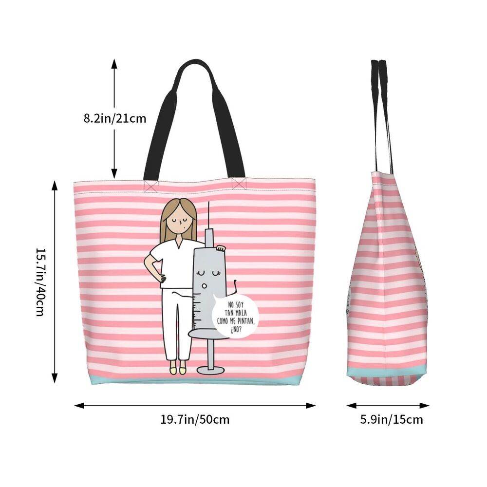 Spacious Eco-Friendly Healthcare Tote Bag with Durable Handles and Secure Zipper Closure