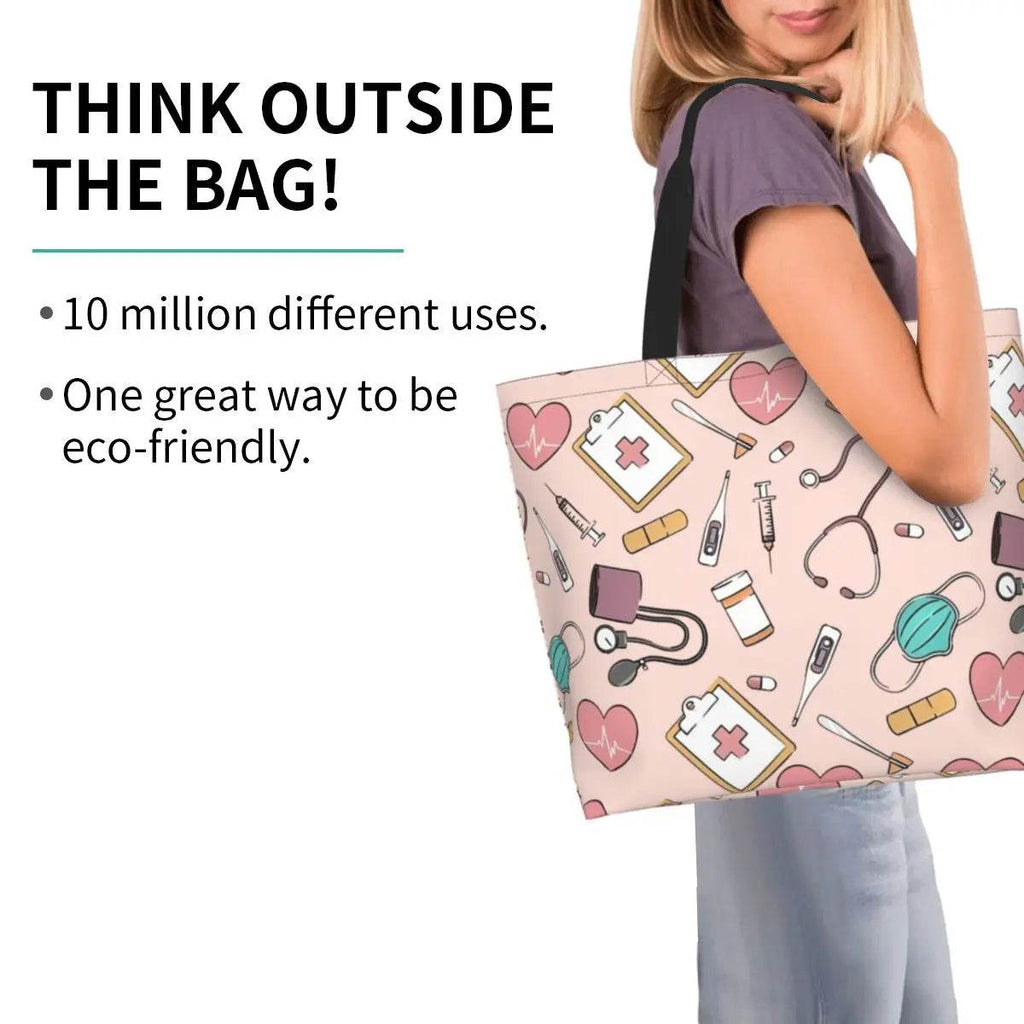 Spacious Eco-Friendly Healthcare Tote Bag with Durable Handles and Secure Zipper Closure