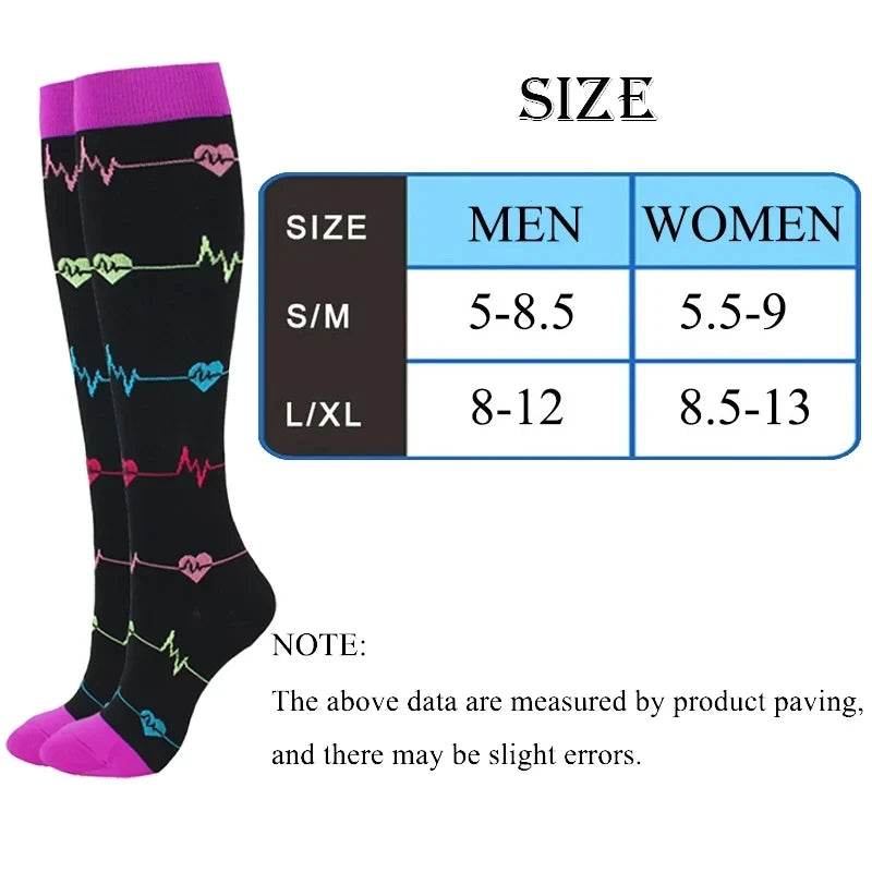 Compression Socks For Men Women To Resist Fatigue Varicose Edema Knee Height Of 20-30mmHg Running Basketball Hiking Sports Socks