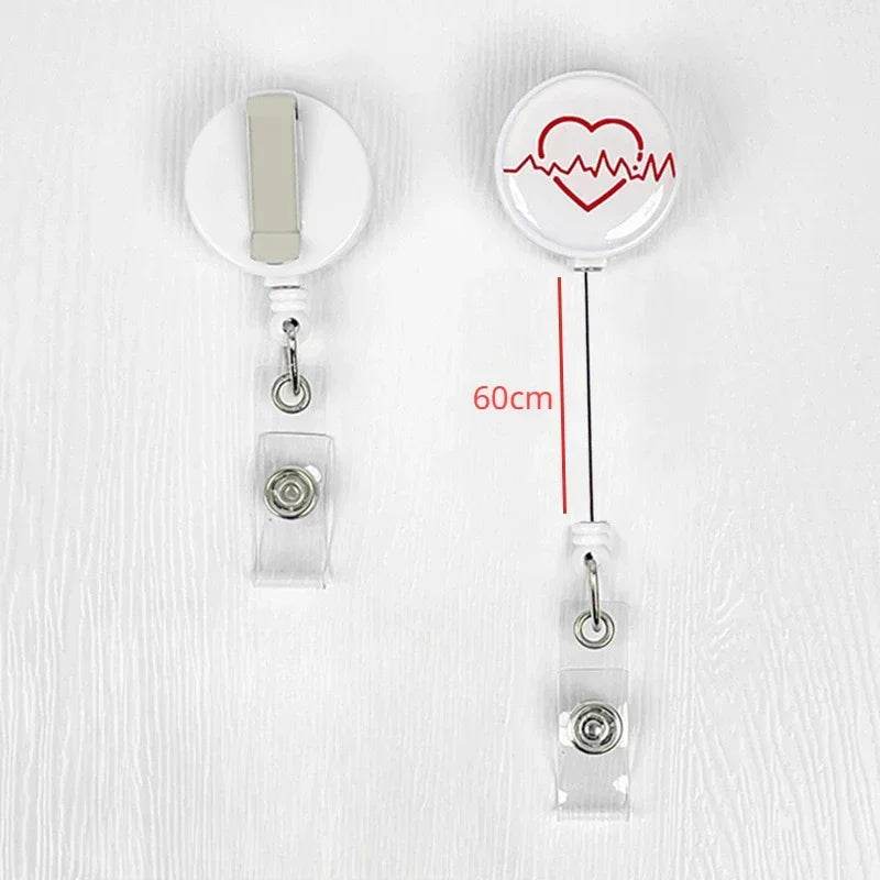 Nurses Doctors Retractable Badge Reels Kawaii Cartoon Pattern Uniform Pocket Clips Work Card Holder Hospital Supplies