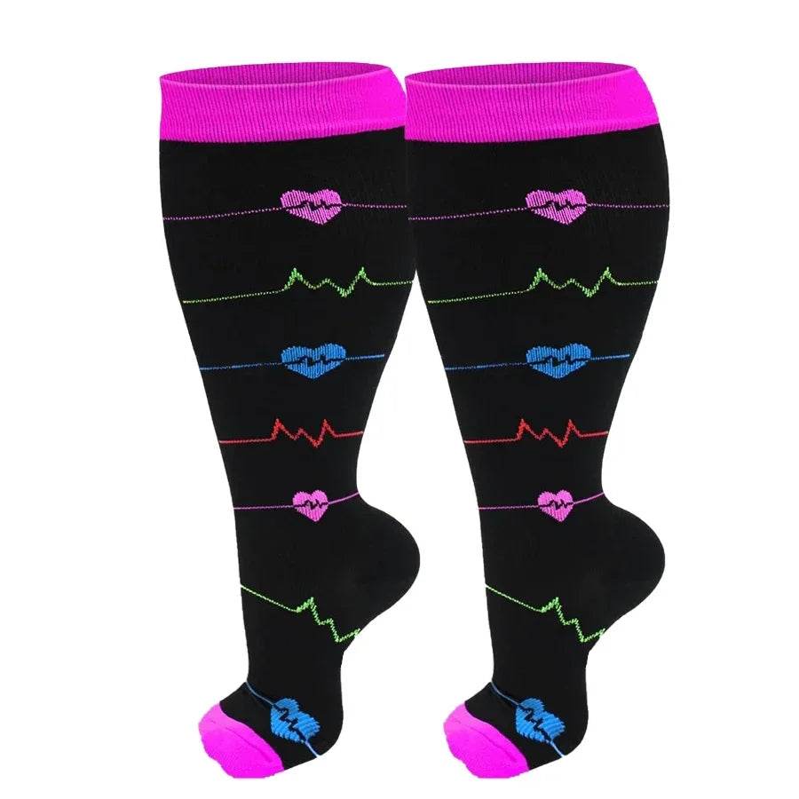 Plus Size Compression Socks for Women&Men Compression Socks 20-30 mmHg, Wide Calf Stockings Best Support for Running 1 Pair C