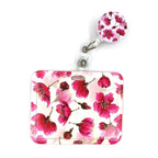 Red Flowers Art Retractable Badge Reel Lanyard Nurse ID Business Credit Card Work Card Badge Holder Office Student Clips ID Card