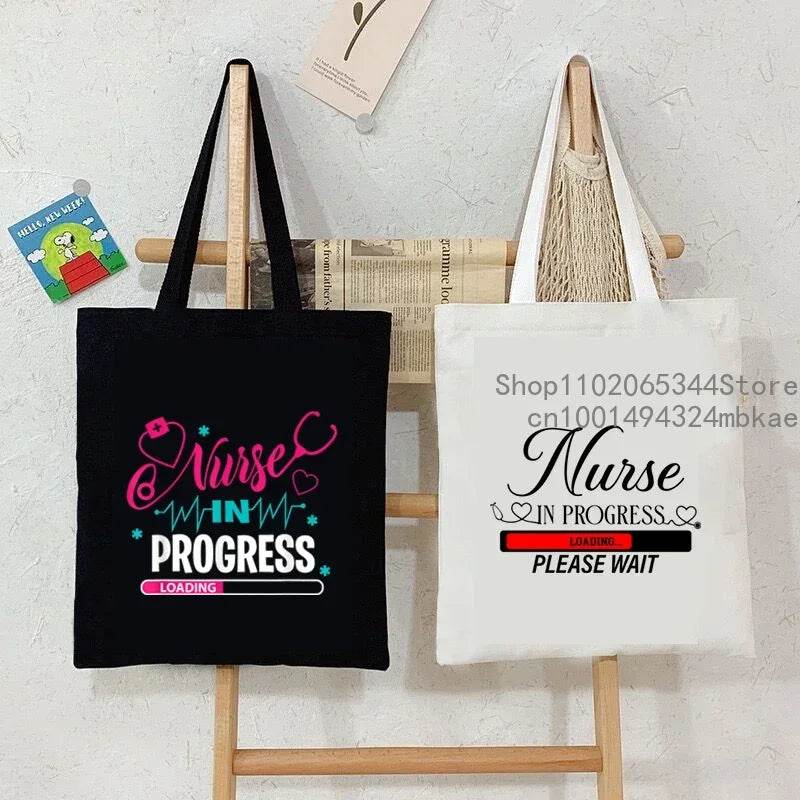 Nurse in Progress Loading Print Women Men Shoulder Bags Medicine Stethoscope Fashion Trend Travel Beach Bag Female Nurse Handbag