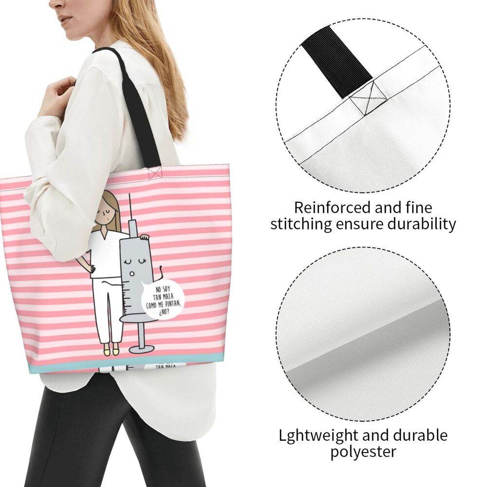 Spacious Eco-Friendly Healthcare Tote Bag with Durable Handles and Secure Zipper Closure