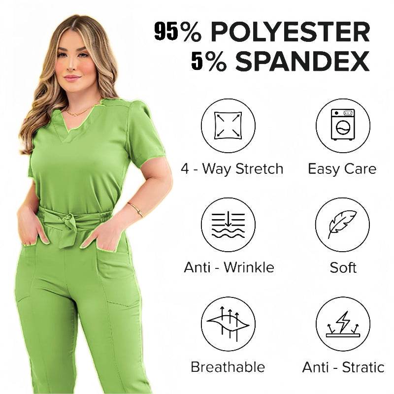 Scrub Uniform for Women – Stretchy Doctor & Nurse Scrubs Sets - Healthcare Vibes Apple green