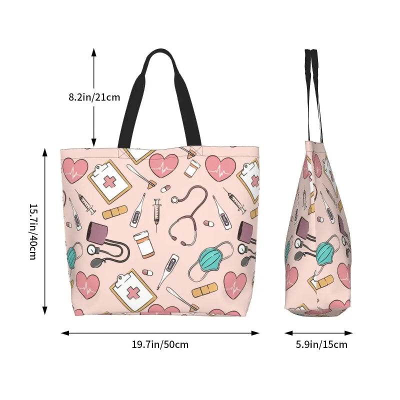Spacious Eco-Friendly Healthcare Tote Bag with Durable Handles and Secure Zipper Closure
