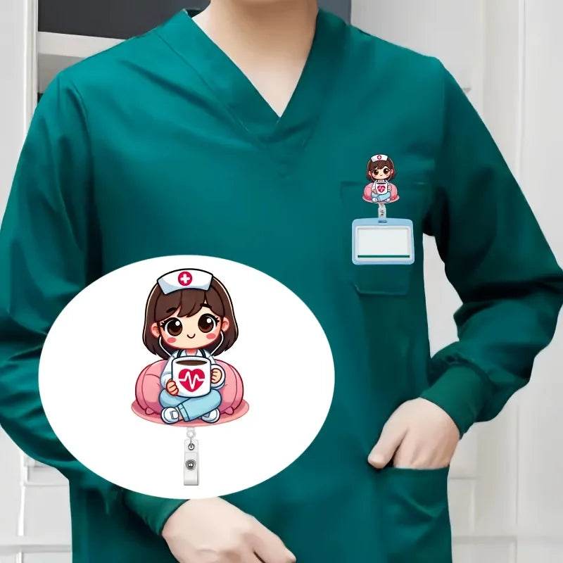 Acrylic Nurse Badge Reel Clip with Expandable ID Clip - Nurse Design, for Nursing, Doctors, Registered Nurses, Nurse Practitione