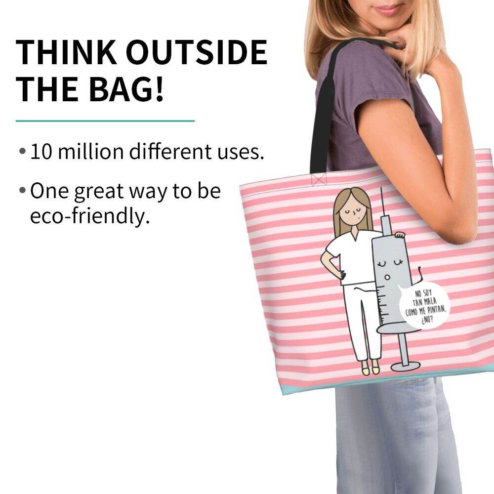 Spacious Eco-Friendly Healthcare Tote Bag with Durable Handles and Secure Zipper Closure