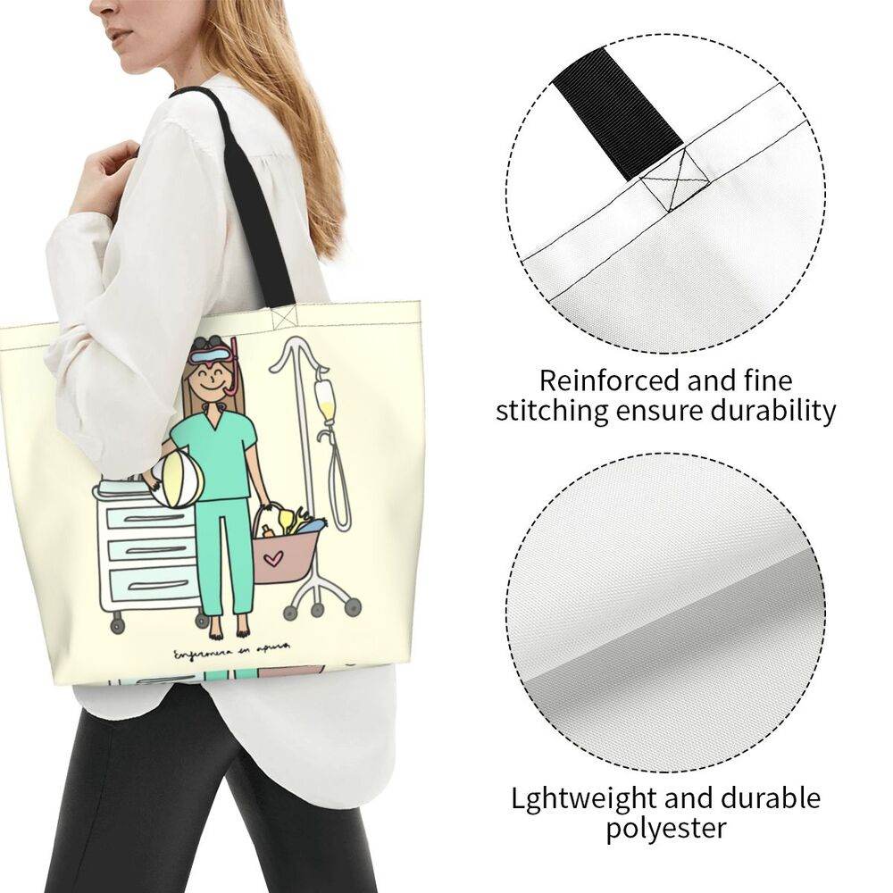Spacious Eco-Friendly Healthcare Tote Bag with Durable Handles and Secure Zipper Closure