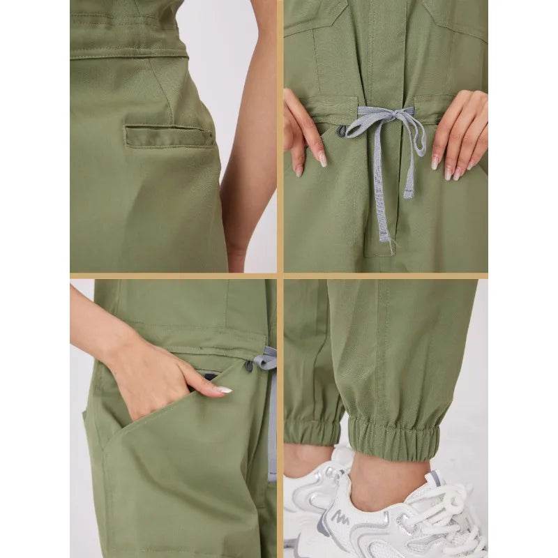 Wholesale Medical Apparel Scrub Uniform Women Short Sleeved Scrubs Jumpsuit Medical Hospital Clothing Scrub Uniforms with Pocket