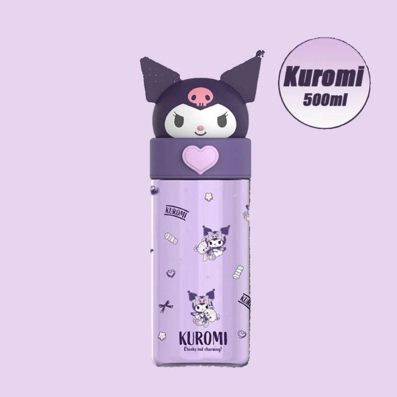 Kawaii Sanrio Hello Kitty, Kuromi, Cinnamon Roll, Melody, 500ml Transparent Plastic Water Bottle Kuromi