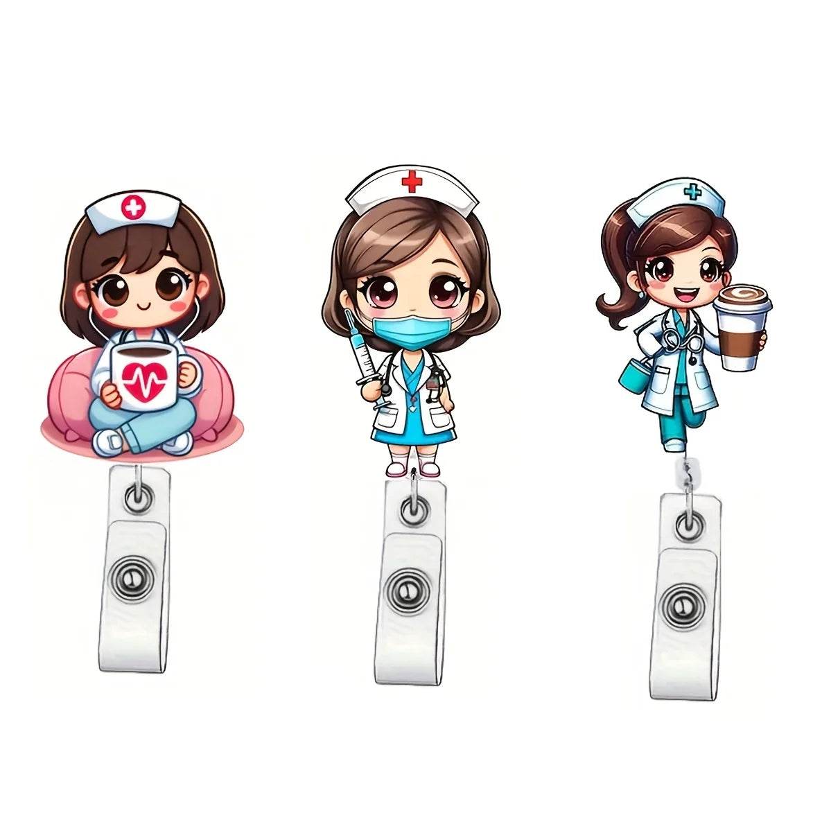 Acrylic Nurse Badge Reel Clip with Expandable ID Clip - Nurse Design, for Nursing, Doctors, Registered Nurses, Nurse Practitione