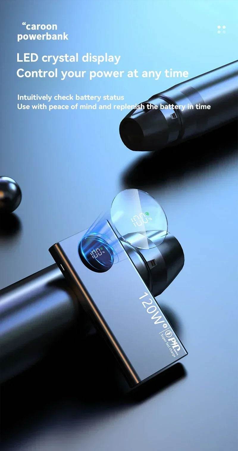 High Capacity Power Bank, Fast Charging 120W: 10000mAh, 30000mAh, 500000mAh, Portable Battery Charger for iPhone, Samsung, Huawei Phones