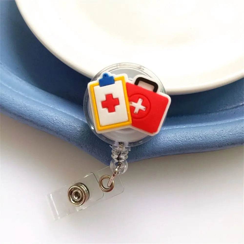 ID Card Holder Nurse Badge Reel Name Tag Chest Card Retractable Badge Holder Exhibition Card Work Card Easy Pull Buckle 5
