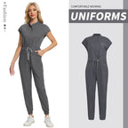 High-quality Beautician Work Gowns Medical Workwear Surgical Nursing Jumpsuits Pet Clinic Vet Scrubs Uniform Wholesale Jumpsuits 42166-Grey