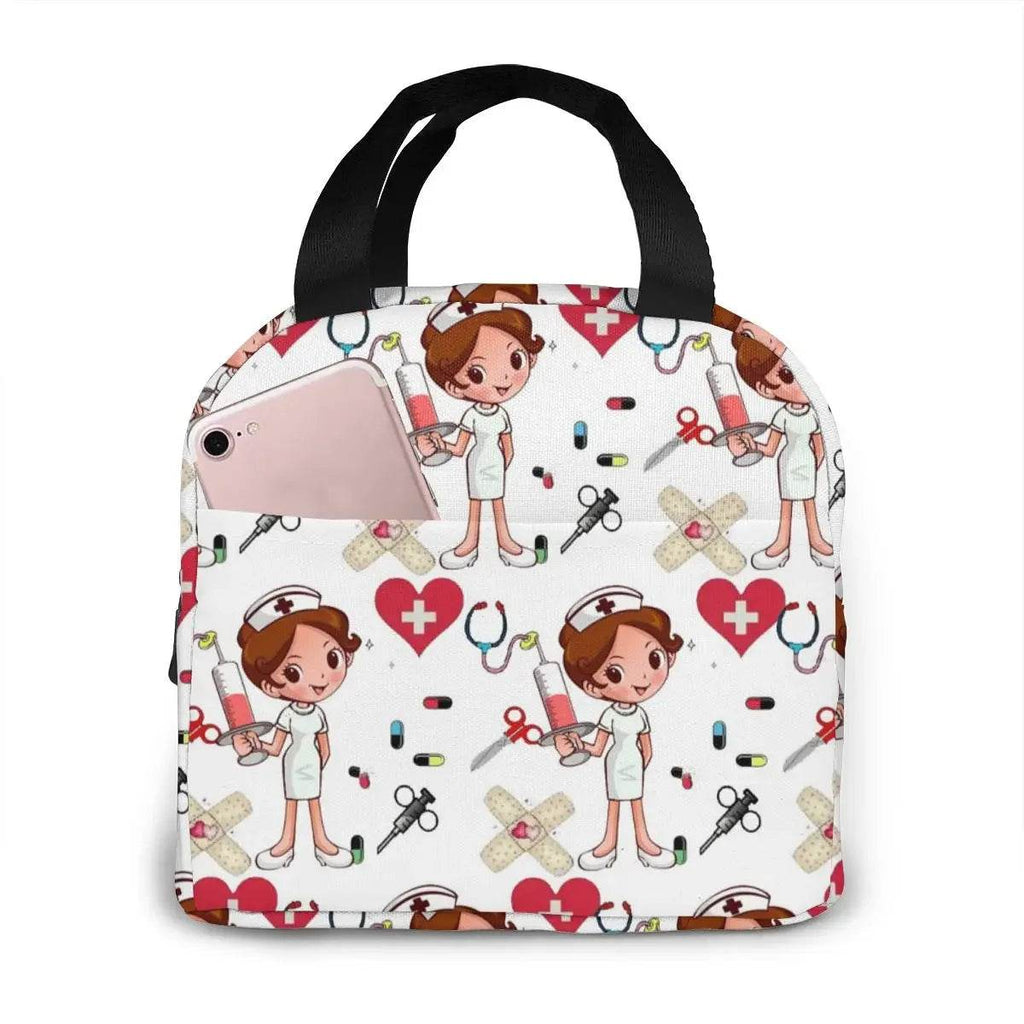 Charming, insulated Lunch Bag Featuring Playful Nurse Prints 9