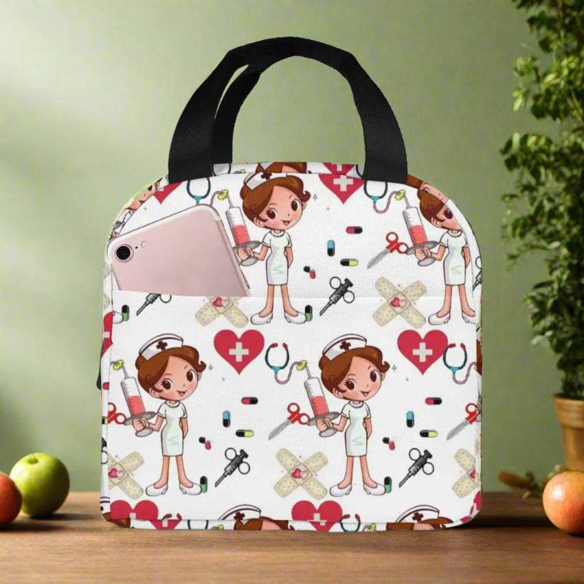 Portable Lunch Bag with Cartoon Nurse Design | Thermal Insulated Tote for Bento, School, and Food Storage 9