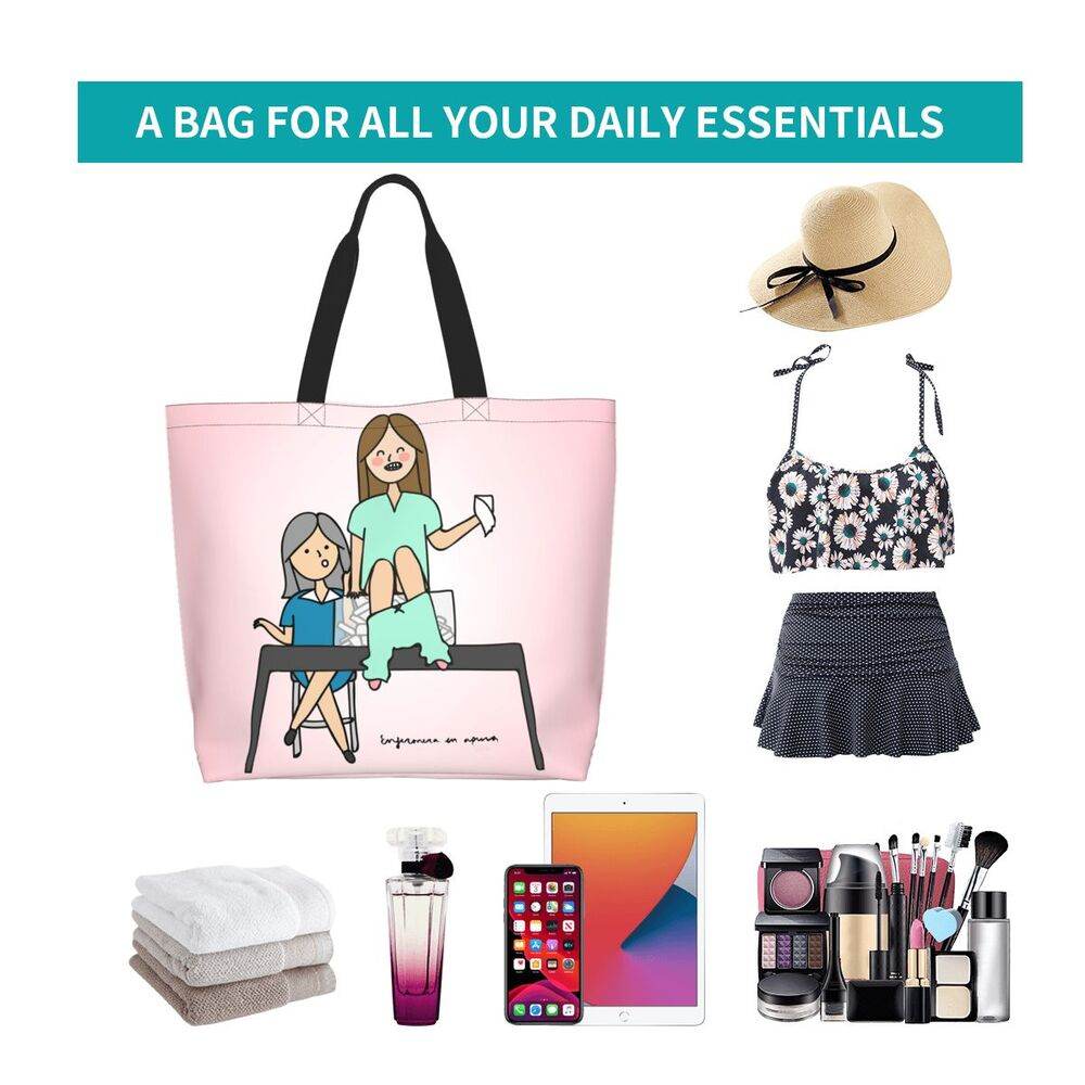 Spacious Eco-Friendly Healthcare Tote Bag with Durable Handles and Secure Zipper Closure