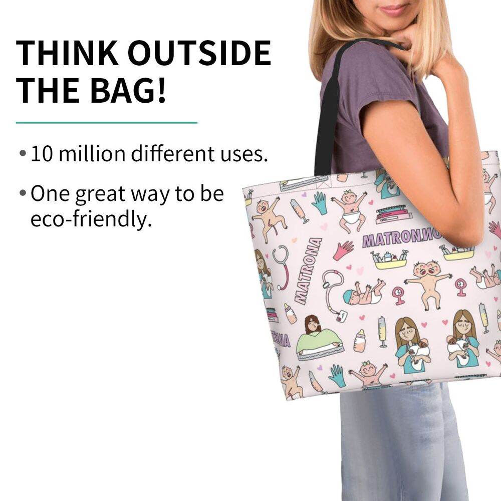 Spacious Eco-Friendly Healthcare Tote Bag with Durable Handles and Secure Zipper Closure