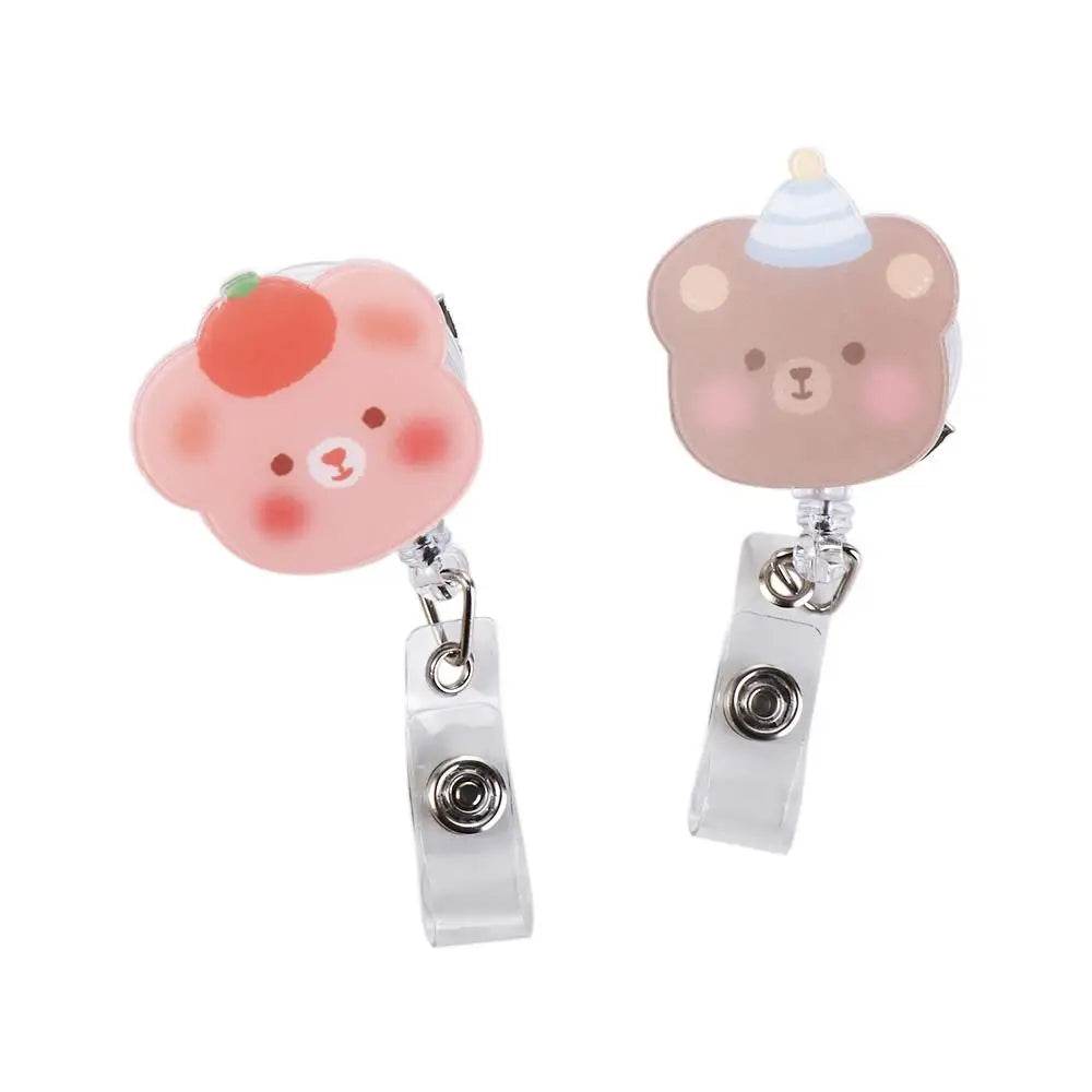 Bear Design 360° Rotating Retractable Badge Reel Clip for Nurses, Doctors, and School Supplies