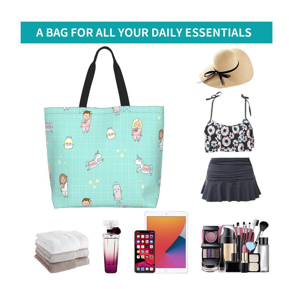 Spacious Eco-Friendly Healthcare Tote Bag with Durable Handles and Secure Zipper Closure