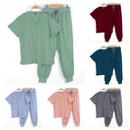 Unisex Medical Scrubs Short Sleeve Sets - Multicolor Dental/Pharmacy/Hospital Workwear W/6 Pockets & Anti-Microbial Fabric