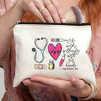 White Minimalist Nurse Makeup Bag: Trendy, Versatile Travel and Medical Literature Storage Essential – Perfect Birthday Gift