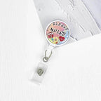Nurses Doctors Retractable Badge Reels Kawaii Cartoon Pattern Uniform Pocket Clips Work Card Holder Hospital Supplies No.7
