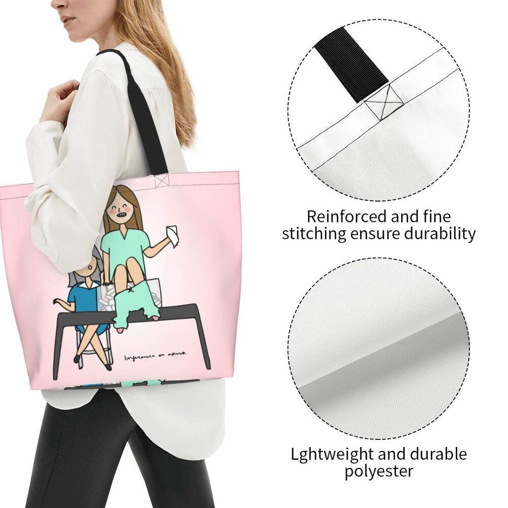 Spacious Eco-Friendly Healthcare Tote Bag with Durable Handles and Secure Zipper Closure