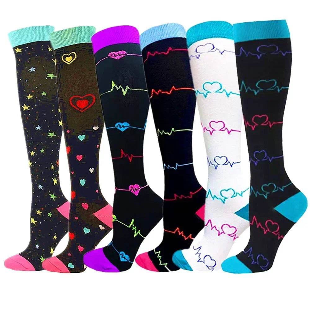 6 Pairs of Men and Women Compression Socks - Ideal for Running, Soccer, and Everyday Comfort!