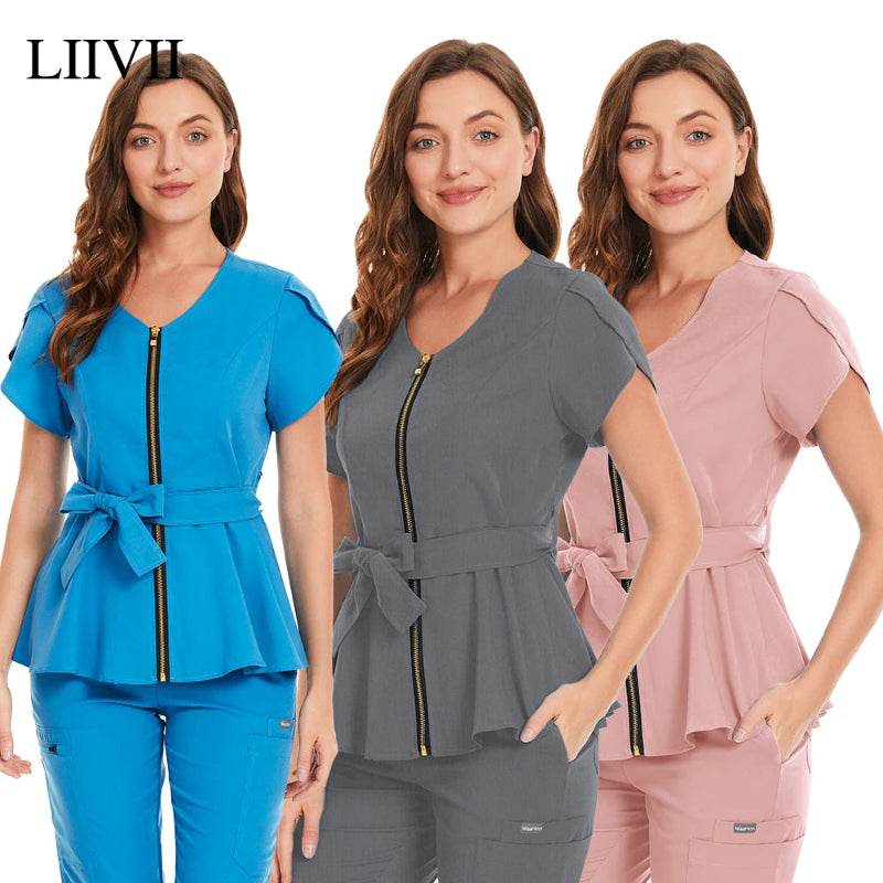 Short Sleeve Women's Scrub Tops for Work Medical Uniforms for Surgery