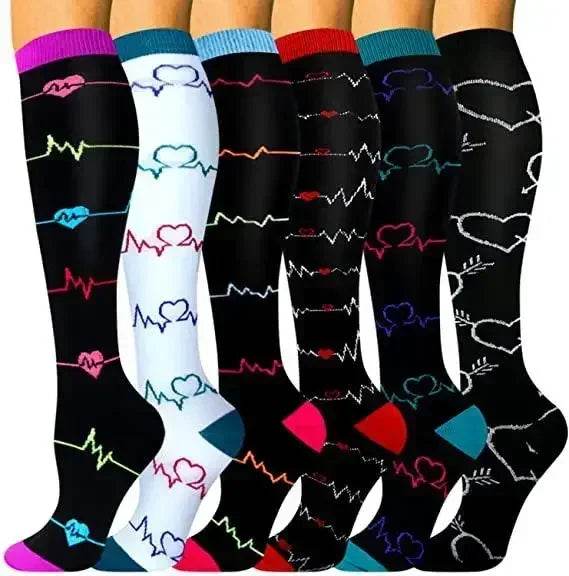 6 Pairs of Men and Women Compression Socks - Ideal for Running, Soccer, and Everyday Comfort!