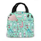 Portable Nurse Bag Insulated Lunch Bags Women Cute Nurse Print Food Case Tote Cooler Bento Bag for Kids Lunch Pouch 8