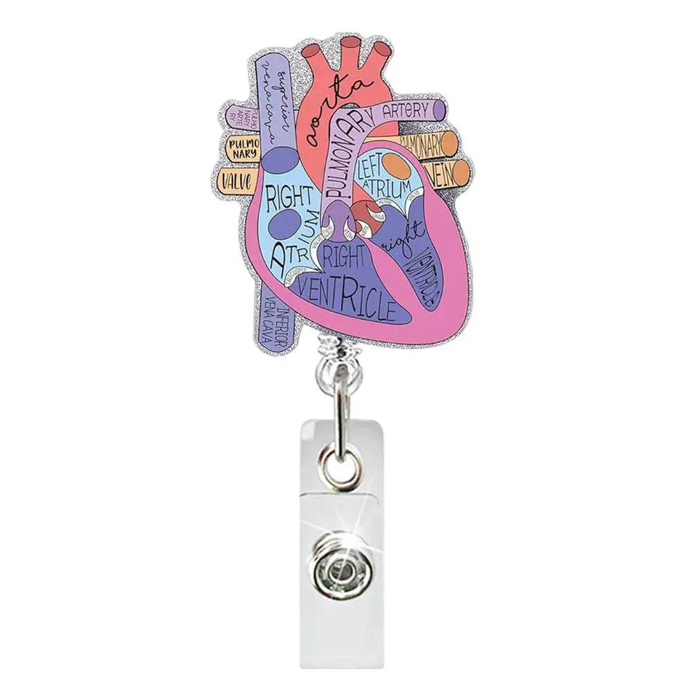 Badge Reel Lightweight Retractable Badge Clip Id Card Holder Heart1
