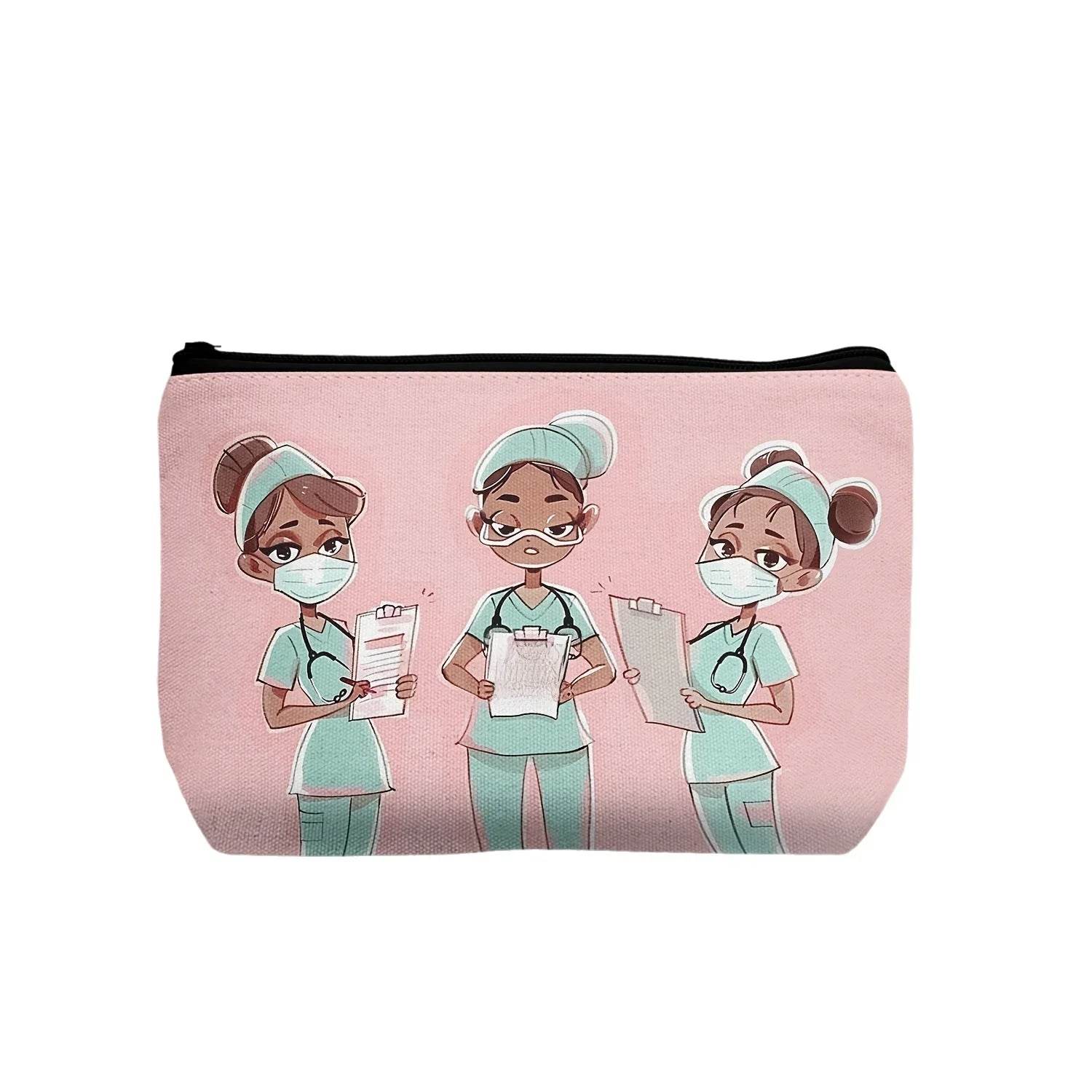 Nurse makeup bag gift, nurse zipper bags, waterproof linen makeup bags, storage bag, nurse gift 7 22 x 17