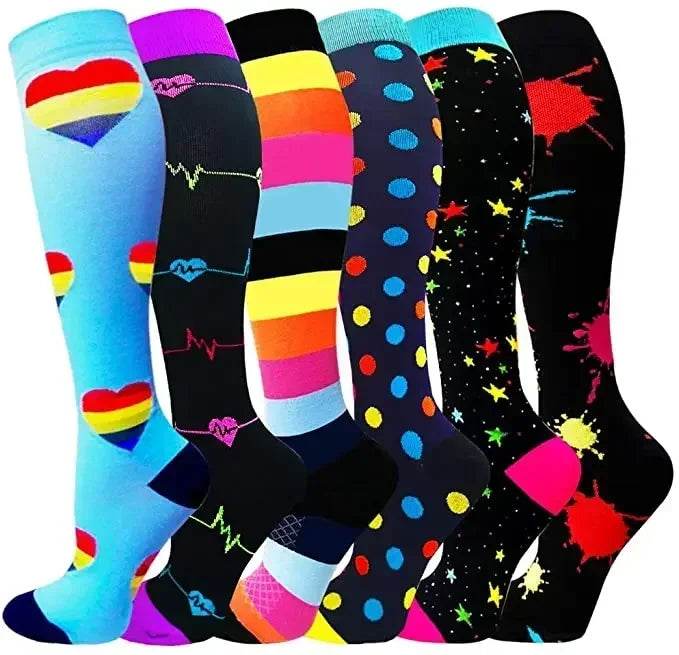 6 Pairs of Men and Women Compression Socks - Ideal for Running, Soccer, and Everyday Comfort!