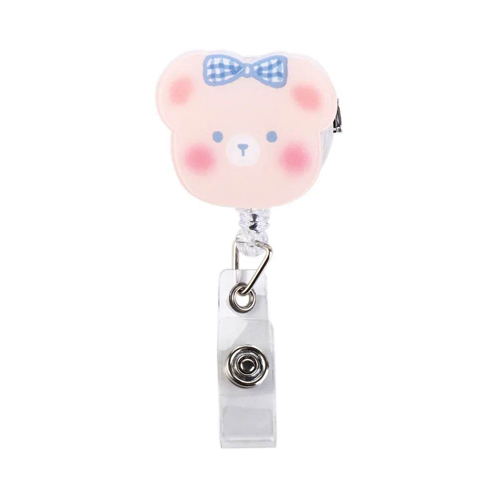 Bear Design 360° Rotating Retractable Badge Reel Clip for Nurses, Doctors, and School Supplies E