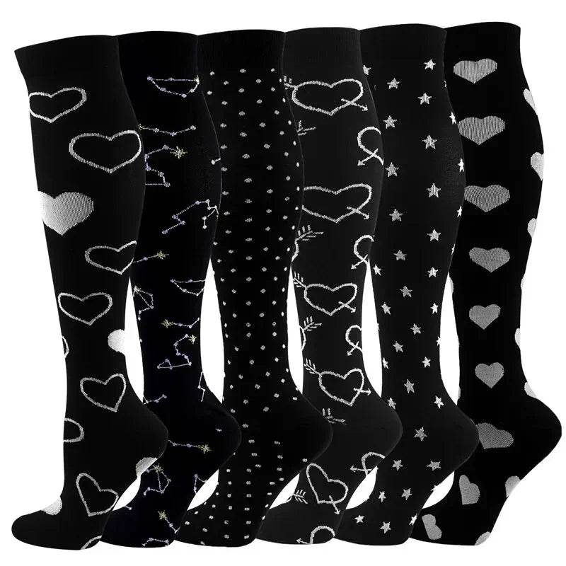 6 Pairs of Men and Women Compression Socks - Ideal for Running, Soccer, and Everyday Comfort!