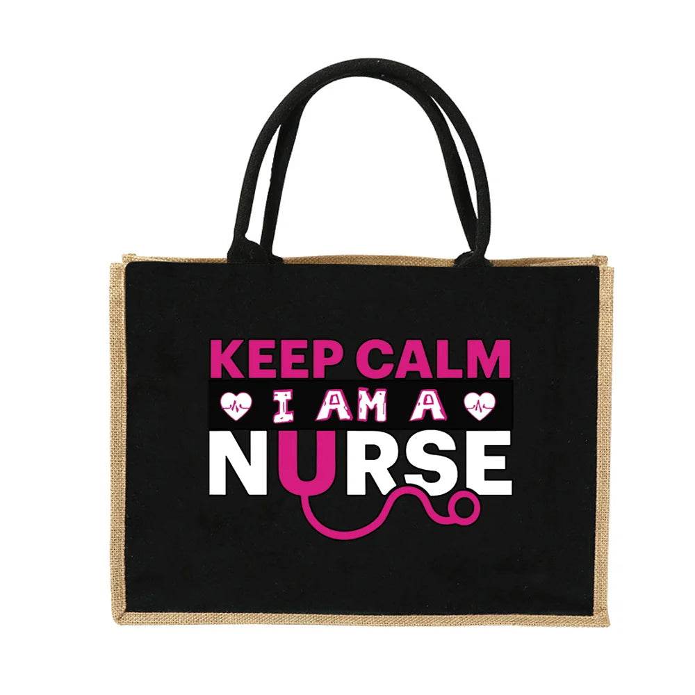 Burlap Shopping Bags Vintage Jute Imitation Sacks - Nurse Series 14Nurse016
