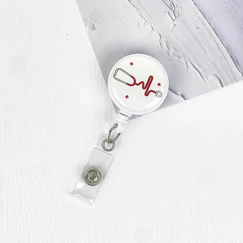 Nurses Doctors Retractable Badge Reels Kawaii Cartoon Pattern Uniform Pocket Clips Work Card Holder Hospital Supplies No.6