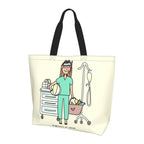 Spacious Eco-Friendly Healthcare Tote Bag with Durable Handles and Secure Zipper Closure