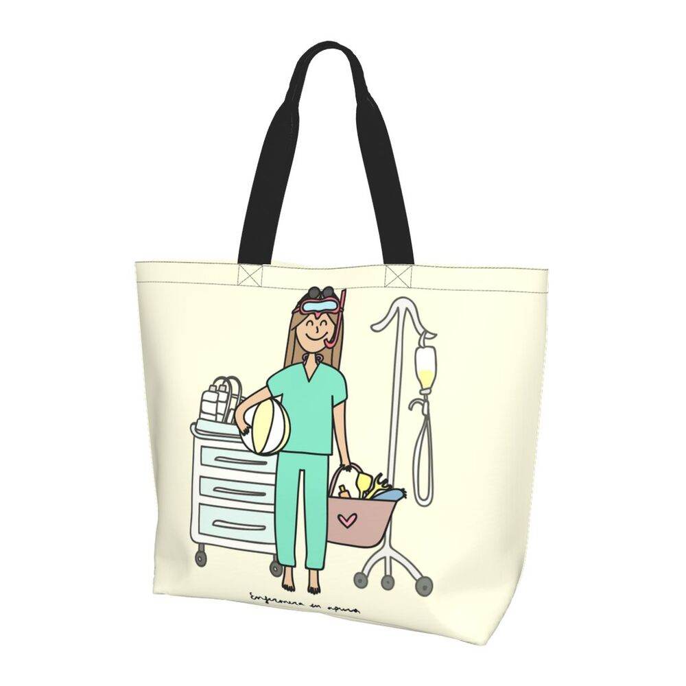 Spacious Eco-Friendly Healthcare Tote Bag with Durable Handles and Secure Zipper Closure