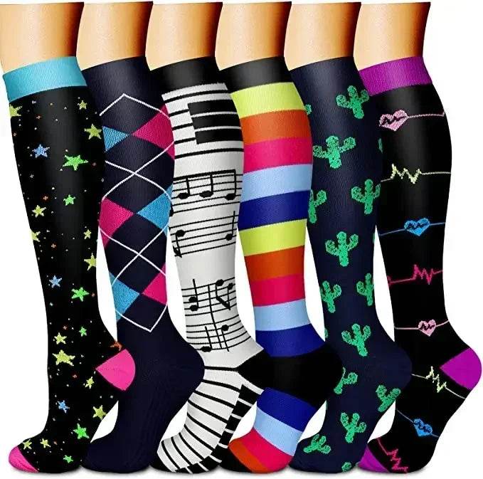 6 Pairs of Men and Women Compression Socks - Ideal for Running, Soccer, and Everyday Comfort!