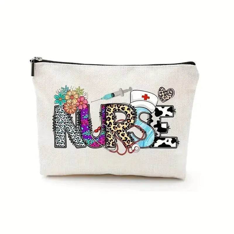 Nurse makeup bag gift, nurse zipper bags, waterproof linen makeup bags, storage bag, nurse gift 6 22 x 17